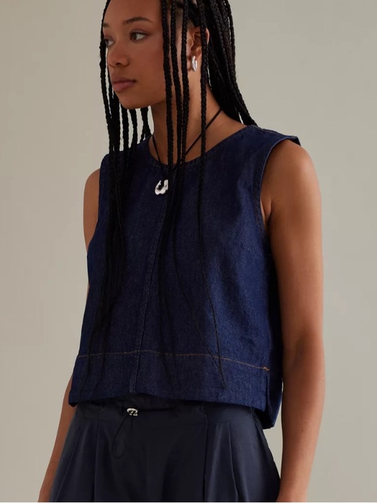 Pilcro Tops - PILCRO denim shell TANK sleeveless top VEST blue ANTHROPOLOGIE large
